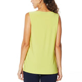 Nina Leonard Women's Plus Size Sleeveless Mixed Media Tiered Tank Top