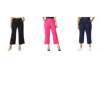 DG2 by Diane Gilman Women's Plus Size Stretch Linen Blend Crop Pants