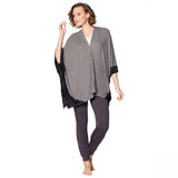 Soft & Cozy Women's Plus Size Brushed Hacci Knit Poncho With Lace Trim