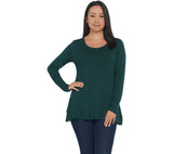 H by Halston Essentials Women's Scoop-Neck Long Sleeve Tunic Top Deep Green XS
