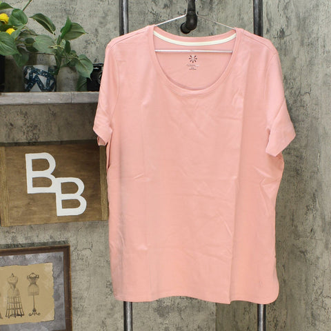 Isaac Mizrahi Live! Essentials Women's Pima Cotton Scoop Neck T-Shirt Blush XL