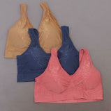 Rhonda Shear LOT OF 3 Jacquard Ahh Bras with Removable Pads Classics Plus 3X