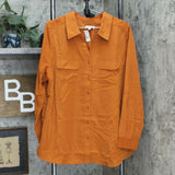 Denim & Co. Women's Roll Tab Sleeve Button Front Soft Utility Tunic Blouse