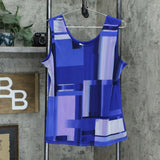 Susan Graver Printed Mesh Cardigan And Tank Set Bright Blue Medium