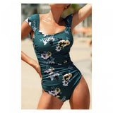 Cupshe Women's Floral One Piece Swimsuit Shirred Off Shoulder Bathing Suit