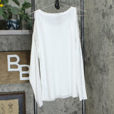 INC International Concepts Rhinestone Cold Shoulder Top White Petite Large