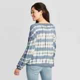 Knox Rose Women's Long Sleeve V-Neck Tie-Dye Knit Top