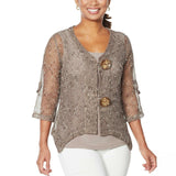 Nina Leonard Women's Coconut Button Bolero Sweater With Tank Top