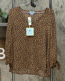 Cece Women's Leopard Print Tie Sleeve Blouse