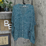 LOGO by Lori Goldstein Striated Sweater Knit Shrug & Tank Twinset Mystic Teal XL