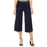 Nina Leonard Women's Cropped High Tech Crepe Wide Leg Pants