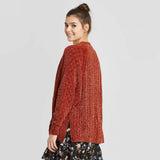 Xhilaration Women's Long Sleeve Open Stitch Chenille Cardigan Sweater