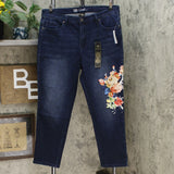 DG2 by Diane Gilman Women's Petite Applique Floral Skinny Jeans