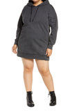 BP. Women's Plus Size Washed Long Sleeve Hooded Sweatshirt Dress Black 3X