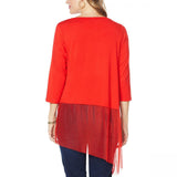 DG2 by Diane Gilman Women's Mixed Media 3/4 Sleeve Asymmetric Hem Top
