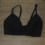 Auden Womens Ribbed Plunge Soft-Cup Bralette Black L