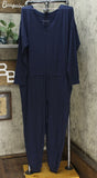 AnyBody Women's Cozy Knit Long Sleeve Jumpsuit Navy Large