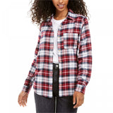 NWT Polly & Esther Juniors' Plaid Button Up Utility Shirt. PW22984MC S M