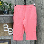 Denim & Co. Active French Terry Cargo Capri Pants Warm Coral Petite Small