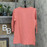 Denim & Co. Petite Embroidered Round Neck 3/4-Sleeve Tunic T-Shirt