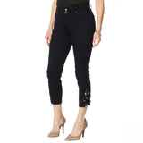 IMAN Women's City Chic 360 Slim Crop Jean With Crochet Lace Detail