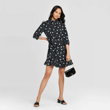 Who What Wear Women's Polka Dot 3/4 Sleeve Shift Dress