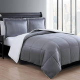 VCNY Micromink Sherpa Queen Size 3-Piece Comforter Set Charcoal Grey