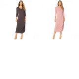 Soft & Cozy Loungewear Women's Cool Luxe Knit 3/4-Sleeve Draped Dress