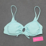 Xhilaration Women's Seersucker Front Loop Bralette Bikini Top