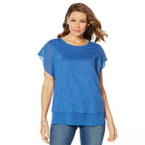 DG2 by Diane Gilman Women's Plus Size Flutter Sleeve Combo T-Shirt
