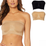 Rhonda Shear 2 Pack Seamless Underwire Bandeau Bra Black/ Nude Small