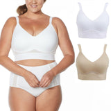 Rhonda Shear 2 Pack Mesh Back Detail Molded Cup Bras White/ Nude Plus 2X
