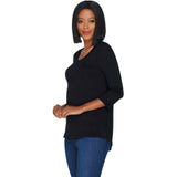 NWT Isaac Mizrahi Live! Essentials Pima Cotton 3/4 Sleeve Top. A300290 XS
