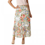 NWT Susan Graver Women's Printed Chiffon Tiered Maxi Skirt. A350183 X-Large