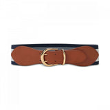 Lauren By Ralph Women's Cornwall II Tan and Navy Stretch Belt