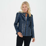NWT H By Halston Women's Snake Printed Faux Leather Jacket. A368033 14