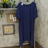 Cuddl Duds Petite Plus Flexwear Elbow-Sleeve Rainbow Hem Dress