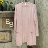 Matty M Women's Ribbed Accents Cardigan Sweater Heather Mauve Large