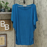 Lock & Love Women's Batwing Stretch Tunic Top Blue XXL