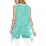 Fever Women's Asymmetrical Double Layer Chiffon Tunic Blouse