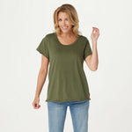 NWT Peace Love World Women's Mia U-Neck Short Sleeve T-Shirt. A366627 Large