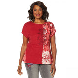 DG2 by Diane Gilman Women's Mixed Media Embroidered Front Seam Blouse