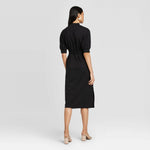 Who What Wear Women's Short Sleeve High Neck Rib Trim A-Line Midi Dress