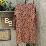 Denim & Co. Printed Fit & Flare Dress Antique Rose Petite Medium