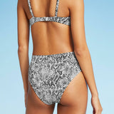 Xhilaration Women's Ribbed Cheeky High Leg Waist Bikini Bottom