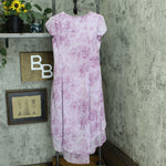 H by Halston Women's Rose Print Cap Sleeve Hi-Low Dress