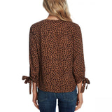 Cece Women's Leopard Print Tie Sleeve Blouse