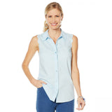 NWT Lemon Way Women's 365 Poplin Scalloped Stretch Button-Down Blouse 14 16