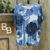 DG2 by Diane Gilman Women's Knit All Over Printed T-Shirt Navy Large