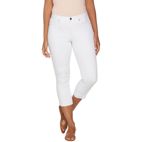 Laurie Felt Women's Plus Size Power Silky Denim Capri Pull On Jeans